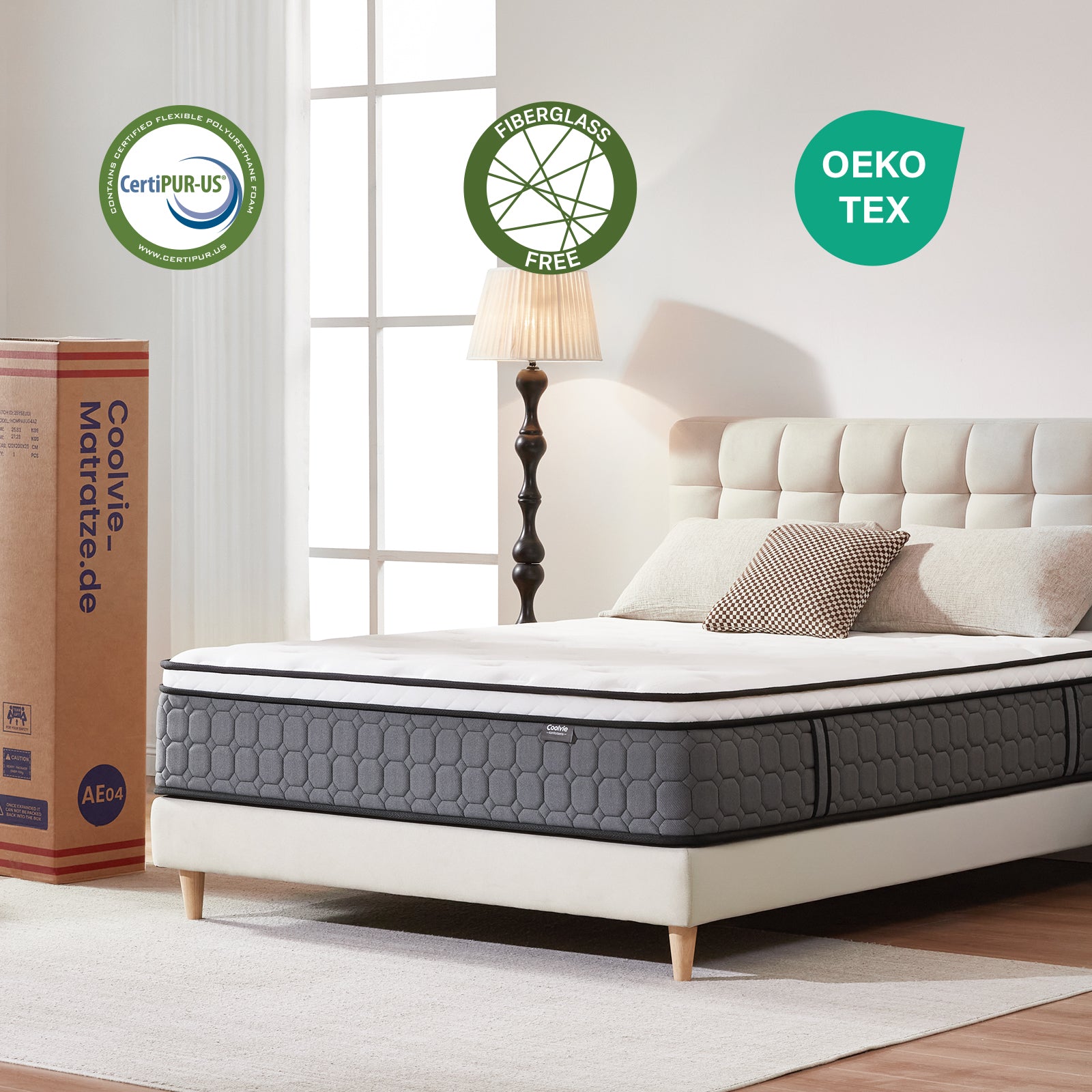 Coolvie Taschenfederkern Matratze für leichten Schlaf,hautfreundliche Matratze, OEKO-TEX