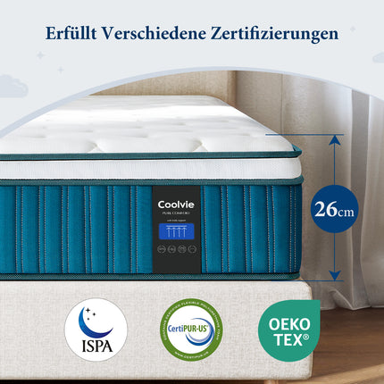 "Coolvie randnahe Stabilität Matratze–Edge-Detail:26cm Höhe, schadstofffrei Matratze mit Cool-Tec-Oberfläche"