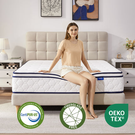 "Familienbett mit Coolvie 7-Zonen-ergonomische Matratze, OEKO-TEX und CertiPUR-US Zertifizierung"