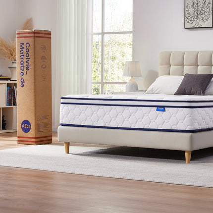 "Coolvie Hybrid-Matratze – Seitenansicht/Korpus-Detail,7-Zonen-Unterstützung Matratze"